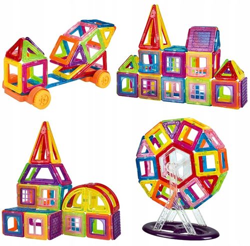 EDUKACYJNE KLOCKI MAGNETYCZNE 124 elementy SZABLON certyfikat GRATIS na Arena.pl