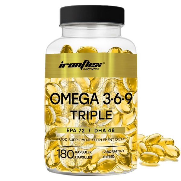 IRONFLEX OMEGA 3-6-9 TRIPLE 180 kaps KWASY TŁUSZCZOWE OLEJ RYBI + LNIANY zdjęcie 1