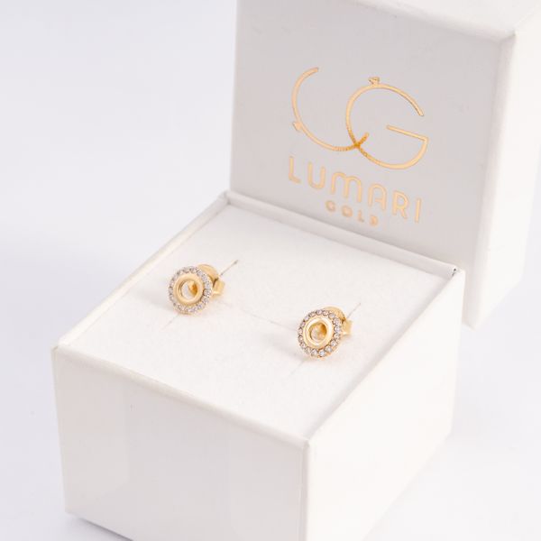 Złote Kolczyki Sztyfty Koło Cyrkonie zdjęcie 2