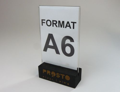 stojak na menu ulotkę plexi + drewniana podstawka z grawerem A6 10 szt na Arena.pl