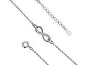 Delikatna rodowana srebrna bransoletka infinity nieskończoność cyrkonia cyrkonie celebrytka srebro 925 Z1107B