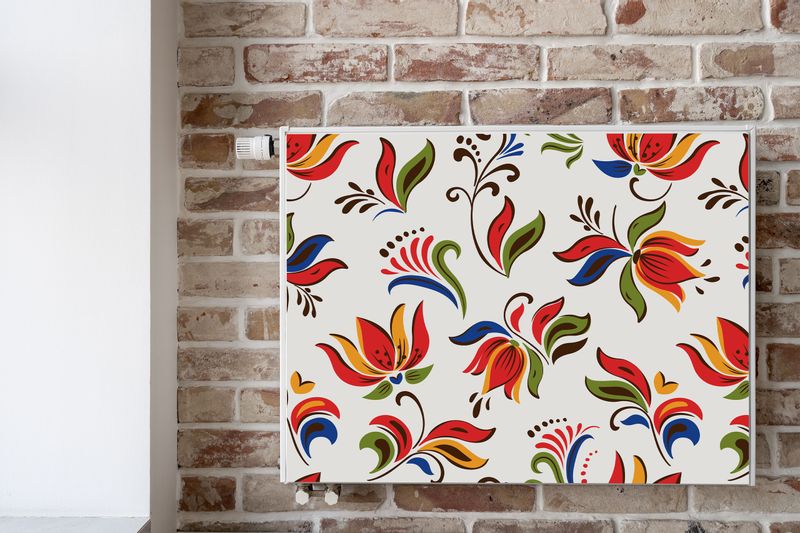 Osłona MAGNETYCZNA Grzejnika KWIATY Barwny Ludowy Wzór 80cm x 60cm zdjęcie 6