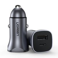 szybka ładowarka samochodowa usb-a i usb-c 30w pd pps - szara