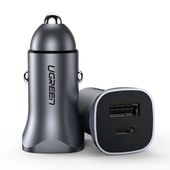 szybka ładowarka samochodowa usb-a i usb-c 30w pd pps - szara