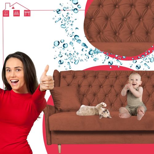 Wersalka uszak welurowa SOFA 3osobowa rozkładana GAJA brązowa na Arena.pl