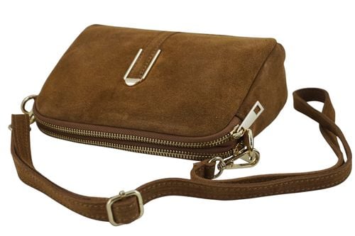 Mała torebka zamszowa wieczorowa - Brązowa jasna na Arena.pl