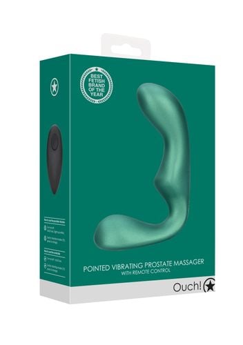 pointed vibrating prostate massager with remote control   metallic green na Arena.pl
