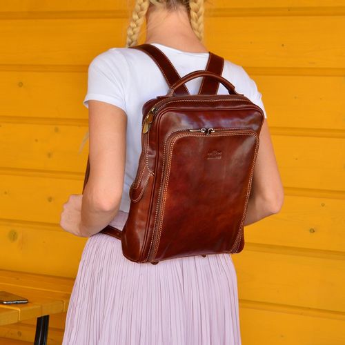 Duży Miejski pojemny plecak z prawdziwej skóry z kieszeniami Florence na Arena.pl