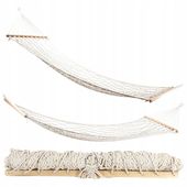 HAMAK OGRODOWY HUŚTAWKA SZNURKOWY ZE STELAŻEM BUJAK SIATKA PLECIONY BIAŁY