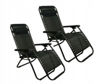 2x LEŻAK PLAŻOWY LEŻAK OGRODOWY NA TARAS SKŁADANY CZARNY ZERO GRAVITY