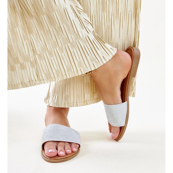 Srebrne błyszczące klapki r.37 zdjęcie 4