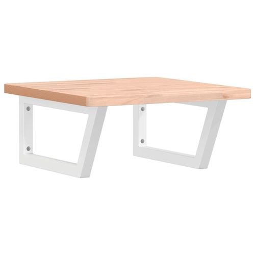 Półka ścienna pod umywalkę, stal i lite drewno bukowe na Arena.pl