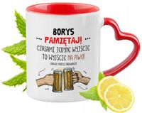 Dla Borysa Kubek Czerwony Z Uszkiem W Kształcie Serca Na Prezent