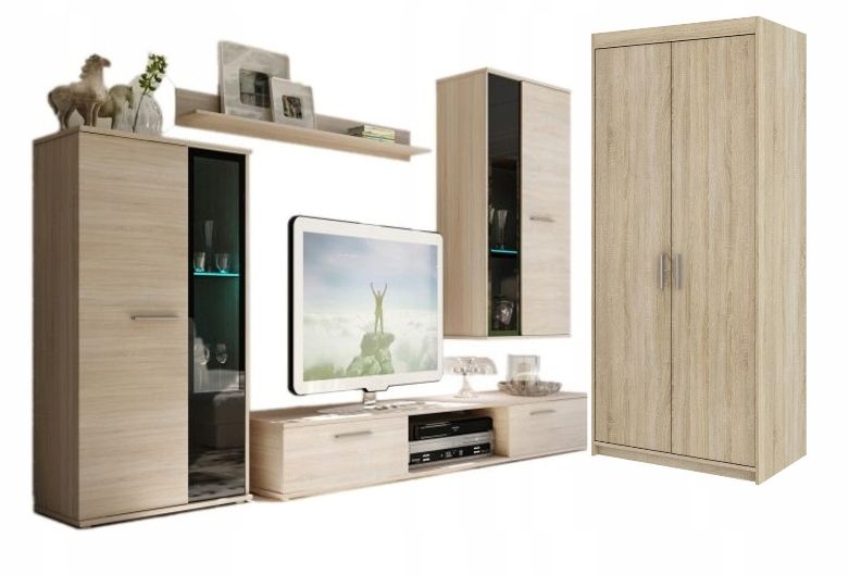 Meblościanka Salsa + szafa 2D meble do salonu biała sonoma zdjęcie 1