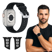 Pasek SMART WARCH BAND do Apple Watch 38mm 40mm 41mm czarny silikon opaska