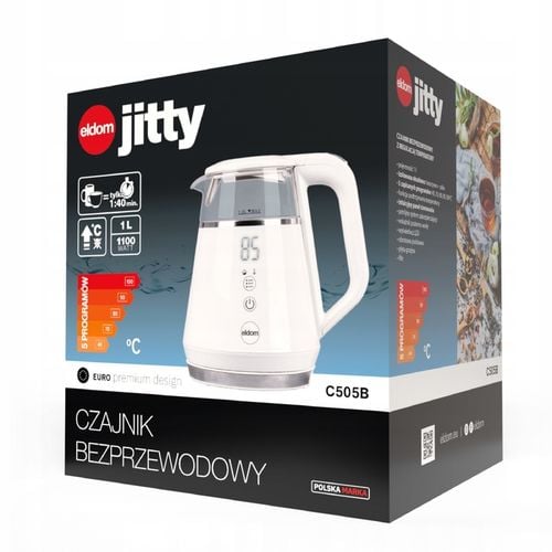 Czajnik bezprzewodowy z regulacją temperatury C505B Eldom 1100W 1L na Arena.pl