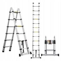 Aluminiowa składana drabina teleskopowa 3,8 m, rozsuwana, 12 stopni, udźwig