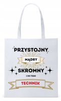 Torba Biała Eco Shopper Dla Technika Prezent Z Nadrukiem Ze Zdjęciem