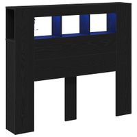 Wezgłowie LED z półką Czarny dąb 120 x 18.5 x 103.5 cm
