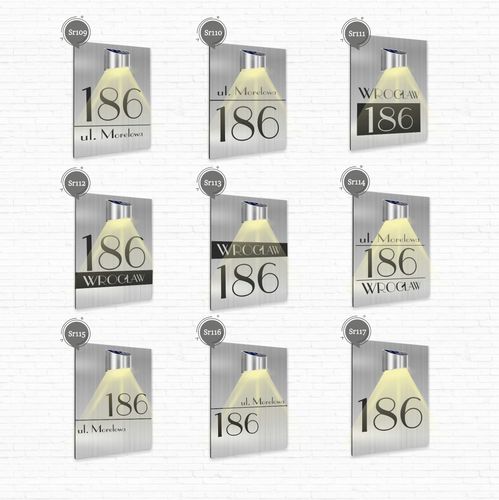 duża TABLICZKA ADRESOWA dibond srebrna adres strzałka 40x30 lampka solarna na Arena.pl