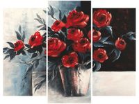 60 90CM OBRAZ 3 ELEM RÓŻE WAZONIE ŚCIENNY DRUK PŁÓTNO