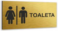 Tabliczka informacyjna oznaczenie na drzwi TOALETA Tablica nierdzewna ZŁOTA