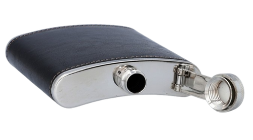 Piersiówka ze Stali Nierdzewnej w Czarnej Eko-Skórze 6 OZ ok. 180 ml na Arena.pl