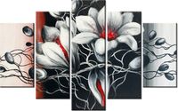 70 100CM OBRAZ 5 ELEM KWIECISTA SZAROŚĆ DRUK PŁÓTNO
