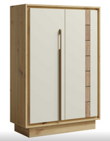 Nowoczesna Komoda Wysoka 89 cm Dąb Artisan + Kaszmir KLES FD