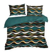 Pościel z satyny z nadrukiem 220X200 70X80X2 NIKA50 c. turkusowa