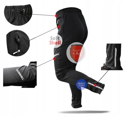 Spodnie Rowerowe Techno Wiatroszczelne Membrana Wind i Soft Kieszenie na Arena.pl