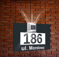 antracyt TABLICZKA ADRESOWA nierdzewna oświetlona numer domu dibond nadruk