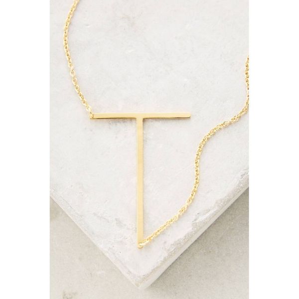 Naszyjnik stal chirurgiczna literka T platerowana złotem NST995T zdjęcie 4