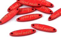Etykietka / metka drewniana Hand Made 6x27 mm czerwona (10szt)