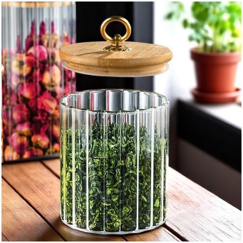 Cukiernica, pojemnik ryflowany z przykrywką bambusowa, rozm. S, 550 ml na Arena.pl