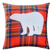 Poszewka dekoracyjna z haftem PNCH-07 45x45 czerwona kratka niedźwiedź