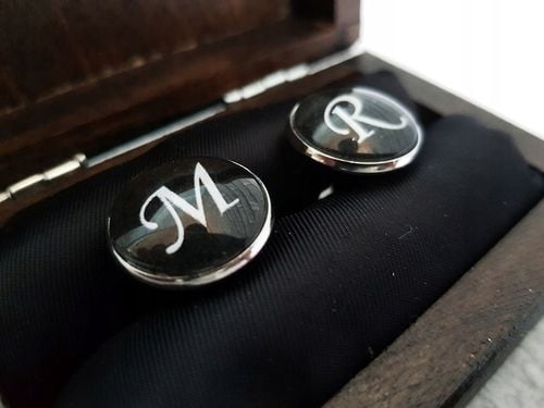 Spinki do Mankietów z Inicjałami Literami Inicjały do Ślubu Ślub Ślubne na Arena.pl