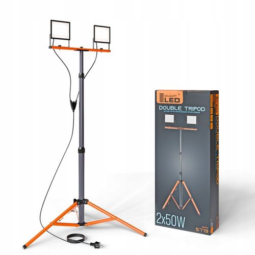 Halogen LED Statyw Budowlany Naświetlacz 2x 50W 11000lm Lampa Na na Arena.pl