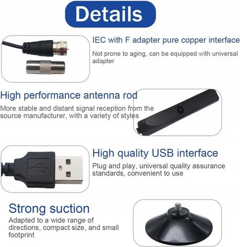 MAŁA CYFROWA ANTENA TV TELEWIZYJNA WEWNĘTRZNA DVB-T2 WZMACNIACZ SYGNAŁU na Arena.pl