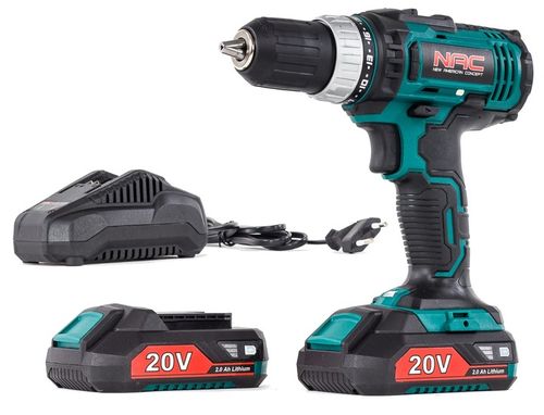 WIERTARKO WKRĘTARKA Akumulatorowa NAC 20V 2biegi +2x Bateria 2Ah +Ładowarka na Arena.pl