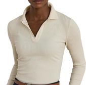 LAUREN RALPH LAUREN Koszulka polo z długim rękawem i ściągaczem L