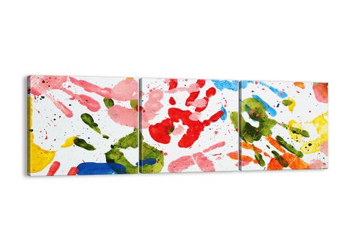 Obraz Na Płótnie - Dłoń Odcisk Farba - 90X30 Cm - Ca90X30-2876 na Arena.pl