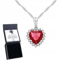 Srebrny Naszyjnik Rubinowe Serce w Cyrkoniach
