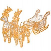 RENIFERY Z SANIAMI ŚWIECĄCE DUŻE 150cm OZDOBA Z GŁOWĄ SANIAMI DEKORACJA XXL