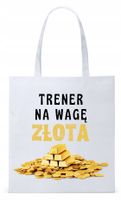 Dla Trenera Prezent Torba Biała Eco Shopper Z Nadrukiem Ze Zdjęciem