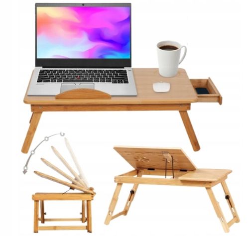 STOLIK pod LAPTOPA do ŁÓŻKA KOMPUTER PODSTAWKA PÓŁKA DREWNIANY REGULOWANY na Arena.pl