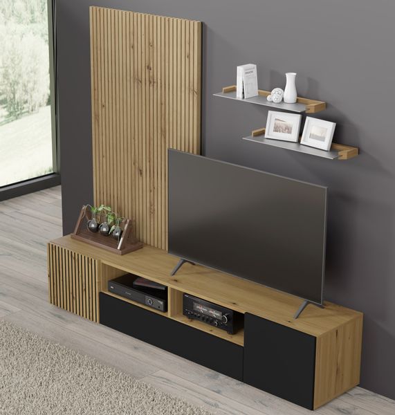 Zestaw 2 półek wiszących AURIS 60 cm dąb wotan / satyna zdjęcie 4