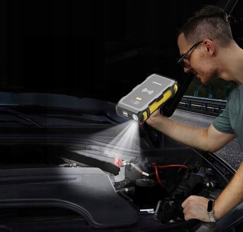 Mocny Jump Starter BOOSTER Rozruch PowerBank Ładowarka QI 39800 mAh 1200 A na Arena.pl