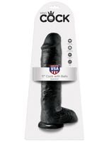 11' cock with balls black dildo z jądrami czarne 28 cm king cock