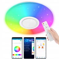 Lampa plafon LED RGB Kolorowa GŁOŚNIK Bluetooth 60w + Pilot Aplikacja